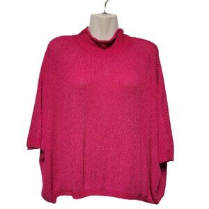 Pink  Soft Feel Sweater Poncho Shrug Short Sleeve Top